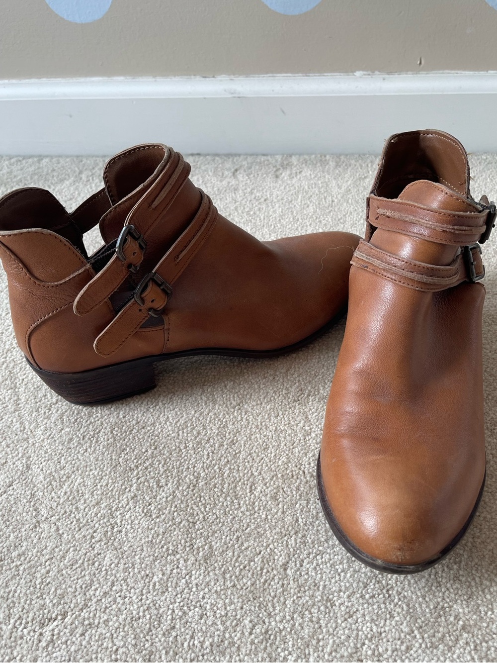 Diba Cognac Brown Double-Buckle Ankle Booties